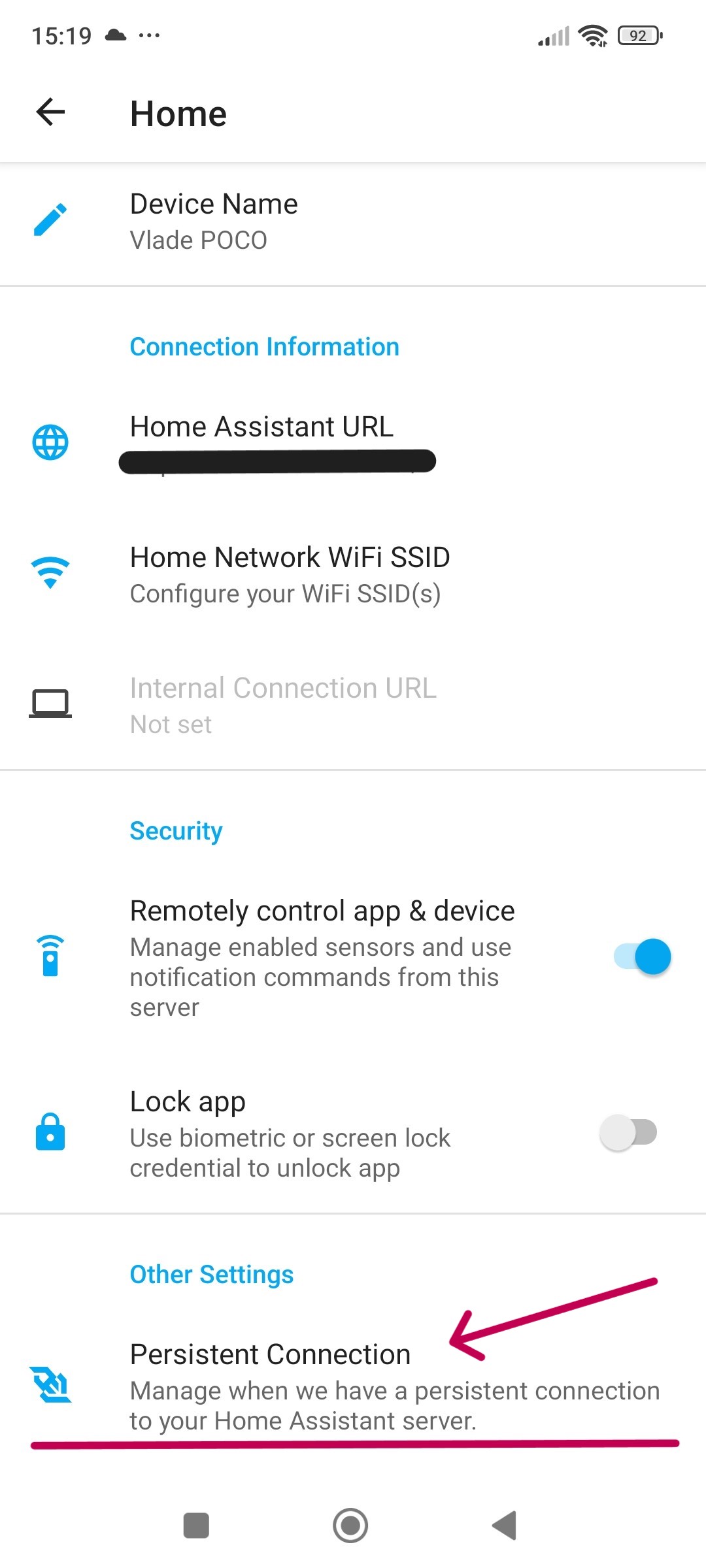 2. Home Assistant server settings