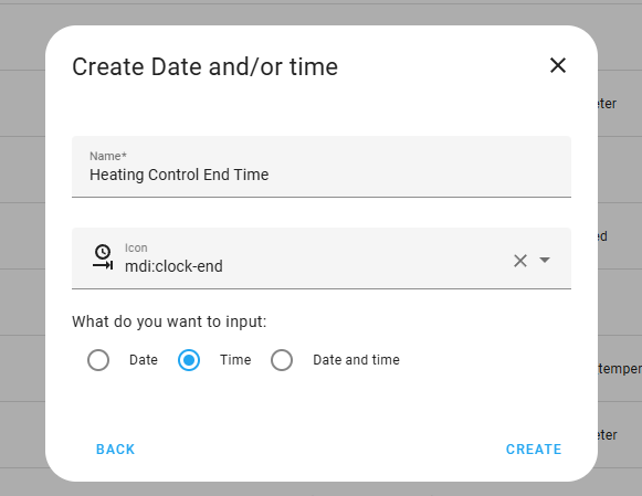 Heating end time selector