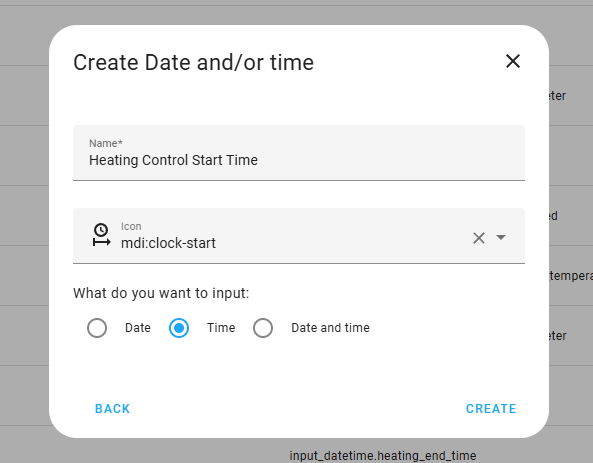 Heating start time selector